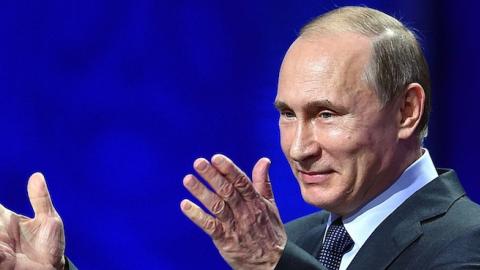 Russian President Vladimir Putin during the Preliminary Draw of the 2018 FIFA World Cup on July 25, 2015 in Saint Petersburg, Russia. (Dennis Grombkowski/Getty Images)