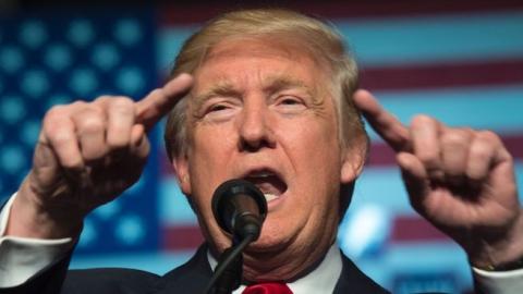 President-elect Donald Trump speaks at the USA Thank You Tour 2016 at the Giant Center on December 15, 2016 in Hershey, Pennsylvania. (DON EMMERT/AFP/Getty Images)