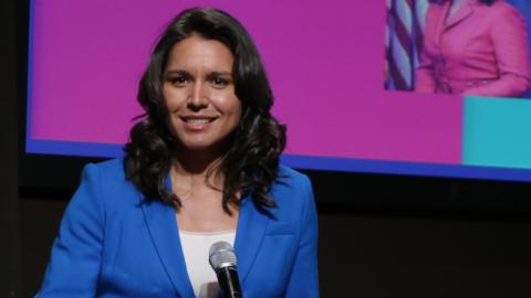 Congresswoman Tulsi Gabbard accepts the Wendy Mackenzie Game Changer Award at Christie's Auction House on April 22, 2013 in New York City. (Anna Webber/Getty Images)