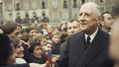 French President General Charles de Gaulle travels through Brittany. (Photo by Henri Bureau/Corbis/VCG via Getty Images)