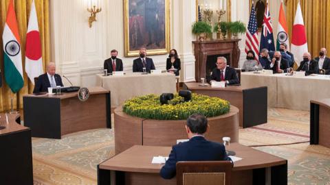U.S. President Biden hosts a Quad Leaders Summit along with Indian Prime Minister Modi, Australian Prime Minister Morrison, and Japanese Prime Minister Yoshihide in the East Room of the White House on September 24, 2021, in Washington, D.C. (Getty Images)