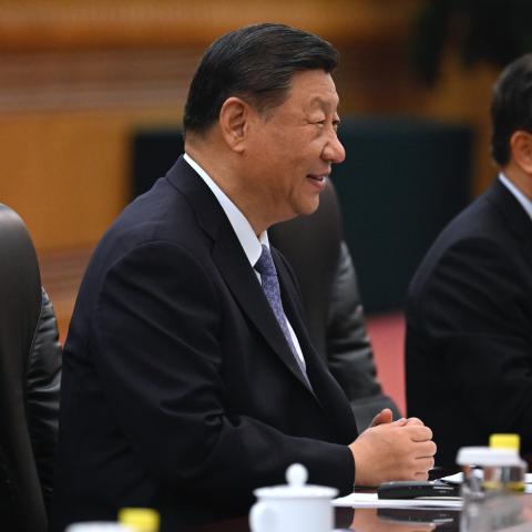 China's President Xi Jinping (L) speaks during a meeting with Brazil's Vice President Geraldo Alckmin (not pictured) at the Great Hall of the People in Beijing on June 7, 2024. (Photo by Wang Zhao-Pool/Getty Images)