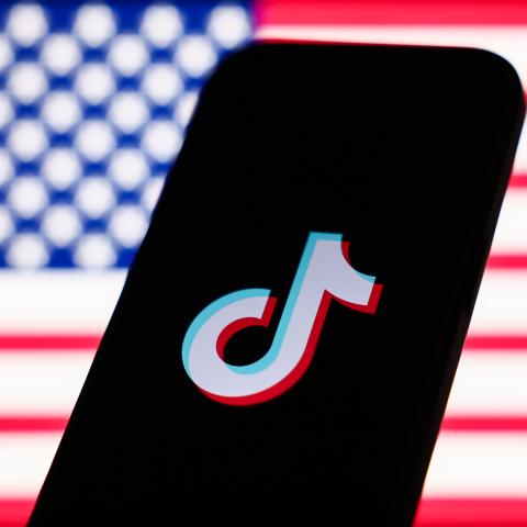 American flag with the TikTok logo displayed on a phone screen on December 26, 2024. (Jakub Porzycki/NurPhoto via Getty Images)