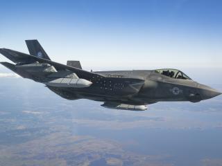  An F-35 Lightning II test pilot conducts flight test Sept. 10 to certify the carrier variant of the fighter aircraft for carrying the AGM-158C Long-Range Anti-Ship Missile (LRASM).