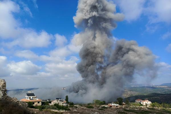 Smoke ascends after an Israeli air raid on the town of Shamaa (Chamaa) in southern Lebanon on August 1, 2024, amid ongoing cross-border clashes between Israeli troops and Hezbollah fighters. Israel's Prime Minister said on August 1, that Israel was prepared for any "aggression" against it following threats of retaliation for the killings of top Hamas and Hezbollah figures. (Photo by KAWNAT HAJU / AFP) (Photo by KAWNAT HAJU/AFP via Getty Images)