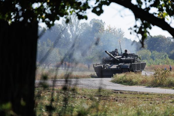 Ukrainian tank driving on September 16, 2024, in Kursk Region, Russia. (Oleg Palchyk via Getty Images)