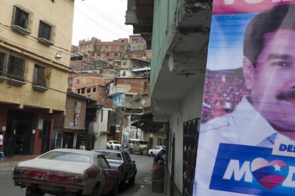Propaganda posters of Venezuelan President Nicolas Maduro at Petare slum in Caracas on April 13, 2013. (RAUL ARBOLEDA/AFP/Getty Images)