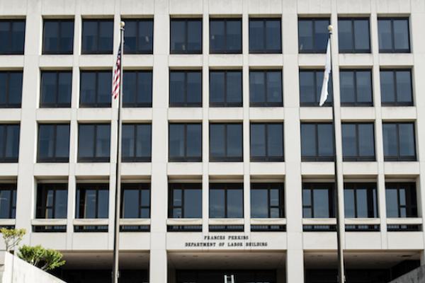 The US Department of Labor building, May 3, 2013 in Washington, DC. (BRENDAN SMIALOWSKI/AFP/Getty Images)