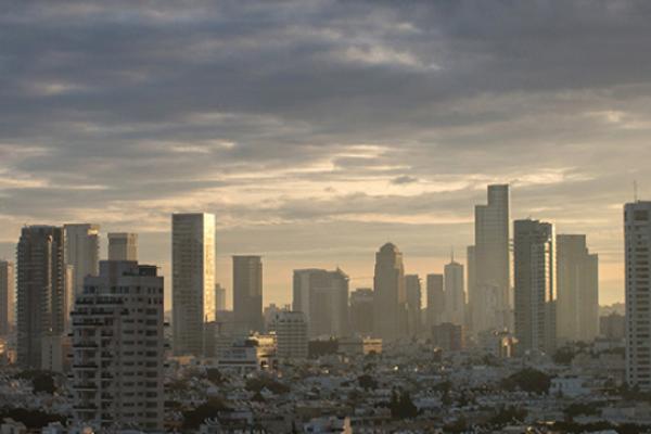 The Tel Aviv skyline at sunrise on January 15, 2017. (Chris McGrath/Getty Images)