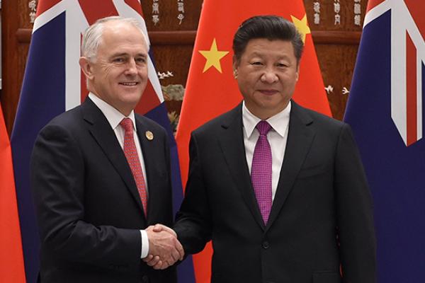 HANGZHOU, CHINA - SEPTEMBER 4: Australia's Prime Minister Malcolm Turnbull (L) shakes hands with Chinese President Xi Jinping (R) at the West Lake State Guest House on September 4, 2016 in Hangzhou, China. The 11th G20 Leaders Summit will be held from Sep