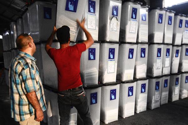 Ballot boxes are seen at Baghdad's largest ballot boxes warehouse, June 10, 2018 