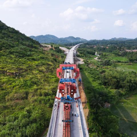 Construction site of the Jakarta-Bandung High-Speed Railway on October 16, 2022, in Purwakarta, Indonesia. (Xu Qin/Xinhua via Getty Images)