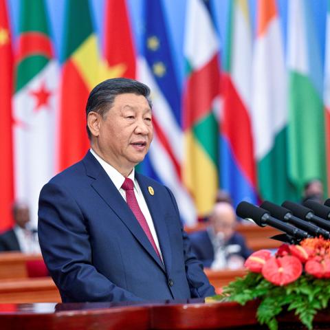 Chinese President Xi Jinping delivers a keynote speech titled "Joining Hands to Advance Modernization and Build a Community with a Shared Future" while attending the opening ceremony of the 2024 Summit of the Forum on China-Africa Cooperation FOCAC at the Great Hall of the People in Beijing, capital of China, Sept. 5, 2024. (Photo by Li Xueren/Xinhua via Getty Images)