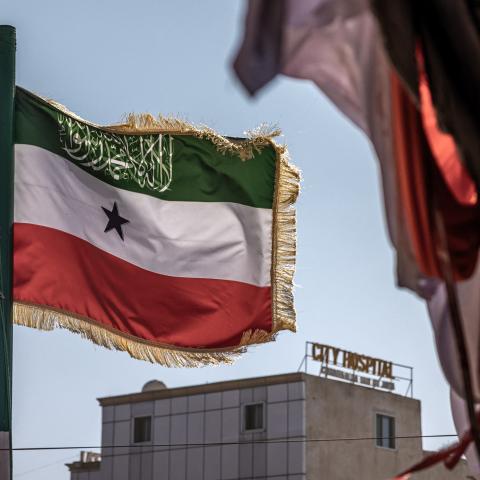 The flag of Somaliland is seen during a campaign rally of the main opposition party in Hargeisa, Somaliland, on November 8, 2024, ahead of the 2024 Somaliland presidential election. (Luis Tato/AFP via Getty Images)