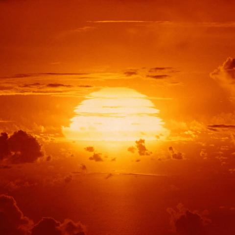 Apache test detonation on Enewetak Atoll in the Pacific Ocean on July 8, 1956. (Getty Images)