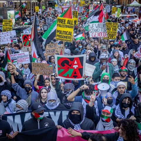 Pro-Palestinian demonstrators during an "International Day of Action for Palestine". (Michael Nigro/Pacific Press/LightRocket via Getty Images)