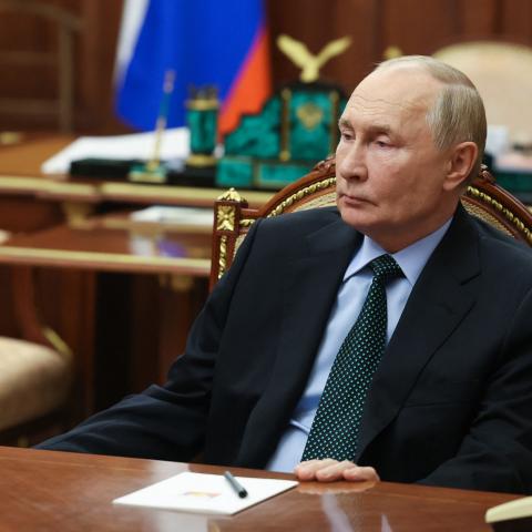 Russia's President Vladimir Putin meets with Yevgeny Balitsky in Moscow on November 18, 2024. (Vyacheslav Prokofyev/AFP via Getty Images)